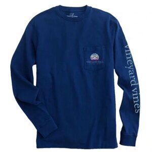 Vineyard Vines Ski You Later Long Sleeve Chest Pocket Graphic Tee Deep Bay M
